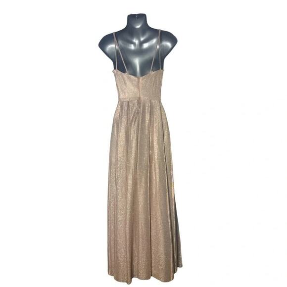 Dancing Queen Rose Gold Sleeveless Sweep Train V-neck Long Gown Size Small - Picture 7 of 16